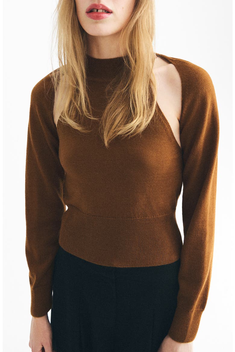 Cutout Sweater, Main, color, MEDIUM BROWN