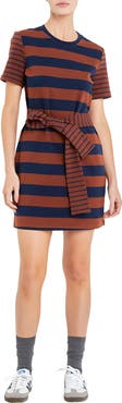 English Factory Contrast Stripe Tie Waist Minidress