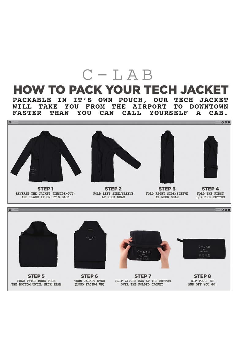 Packable Woven Tech Jacket, Alternate, color, BLACK
