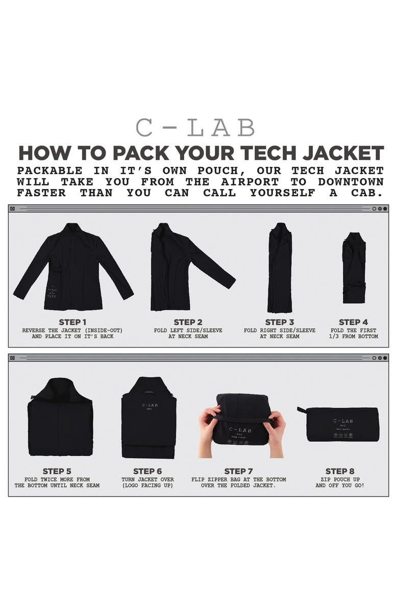 C-LAB NYC Packable Woven Tech Jacket, Alternate, color, Black