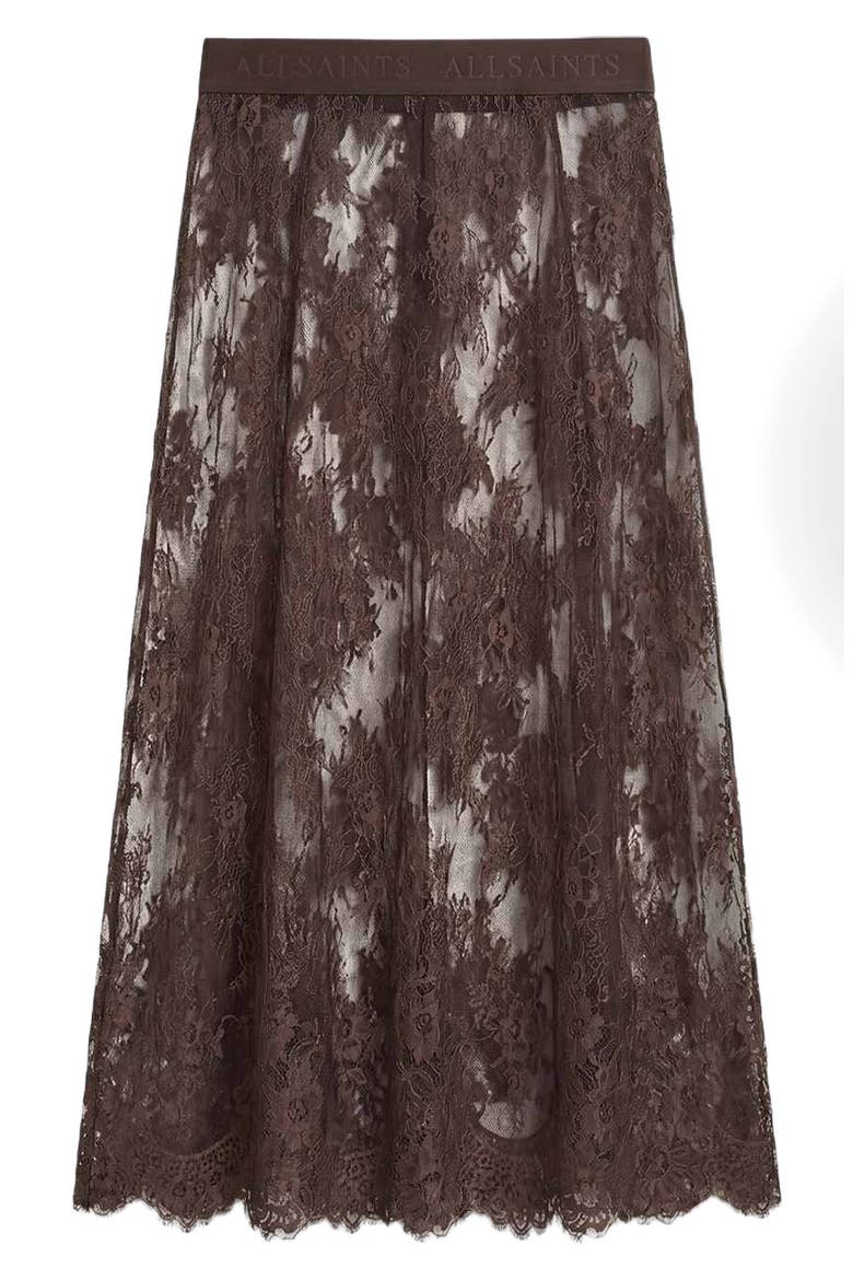 Arran Sheer Lace Maxi Skirt, Alternate, color, BITTER BROWN