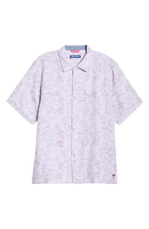 Torres Gardens Floral Jacquard Short Sleeve Button-Up Shirt