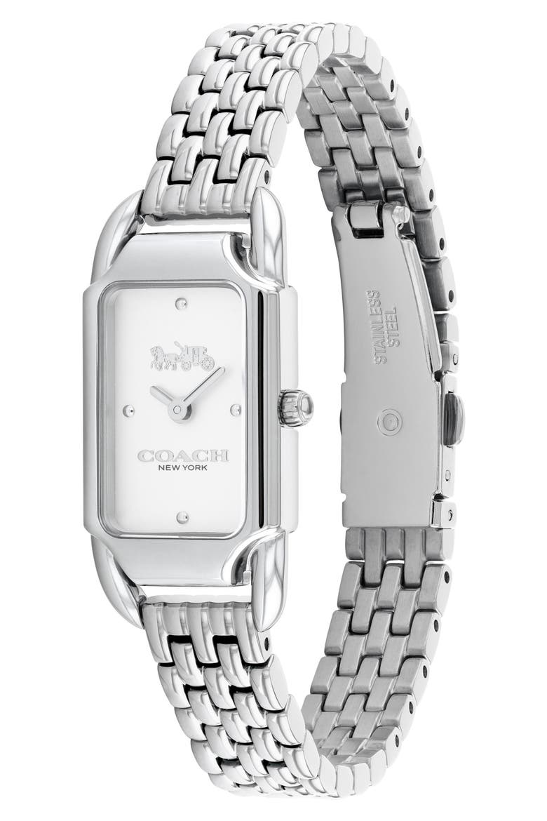 Cadie Rectangular Bracelet Watch, 17.5mm x 28.5mm, Alternate, color, SILVER WHITE