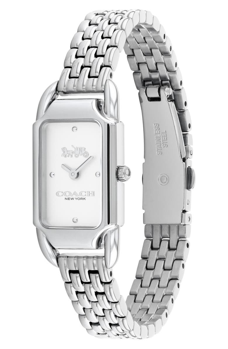 COACH Cadie Rectangular Bracelet Watch, 17.5mm x 28.5mm, Alternate, color, Silver White