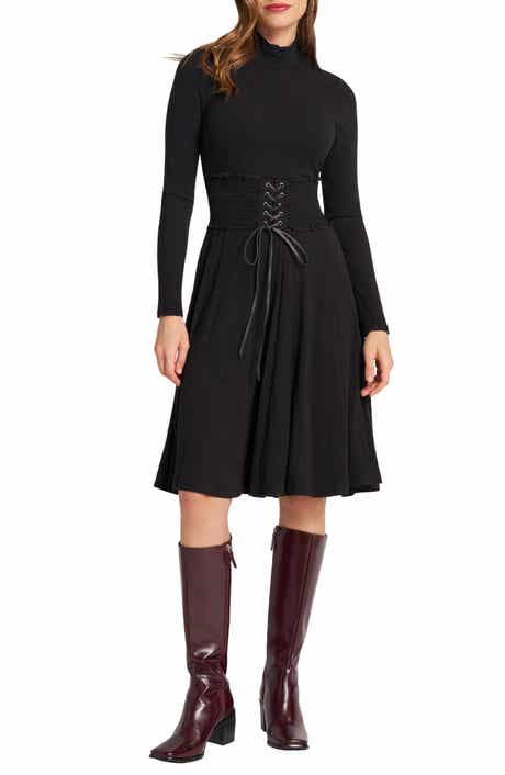 matty m. Mock Neck Long Sleeve Dress