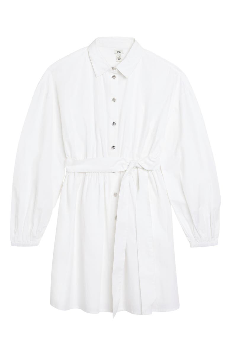 River Island Tie Waist Long Sleeve Cotton Shirtdress, Alternate, color, 