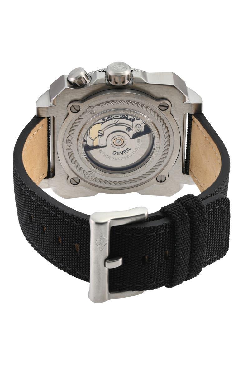 XO Submarine Canvas Strap Watch, 44mm, Alternate, color, BLACK
