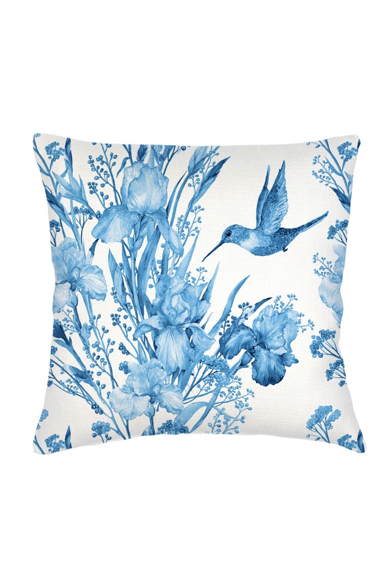 Hummingbird Garden Linen Pillow Cover Only, Main, color, Blue