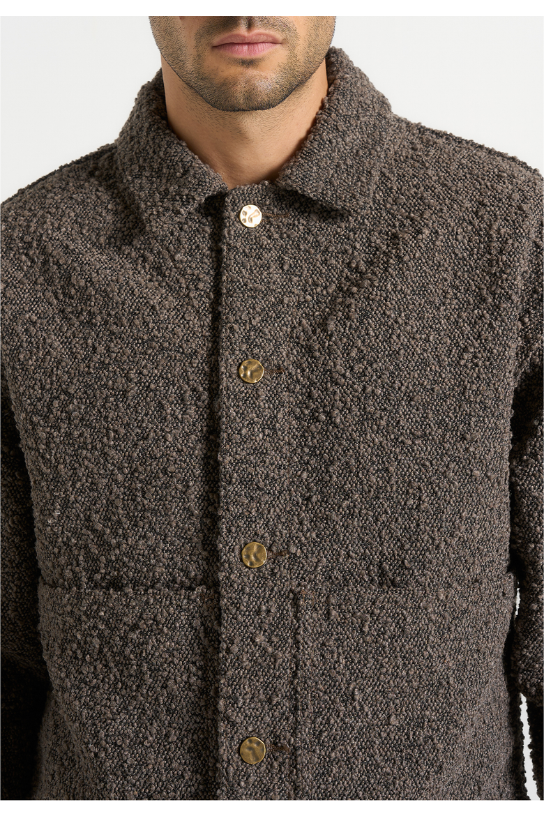 Damien Textured Boucle Jacket With Back Detail, Alternate, color, Brown