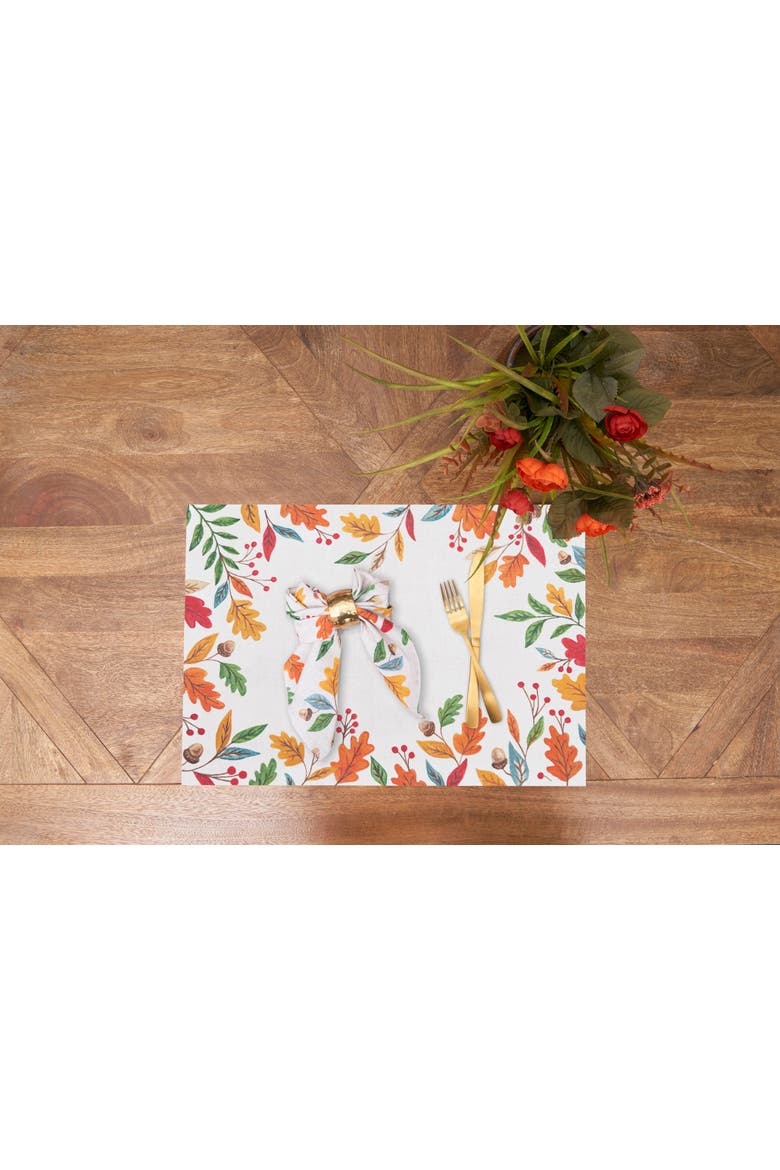 Harvest Leaves Set of 6 Placemats 14" x 20", Alternate, color, Red
