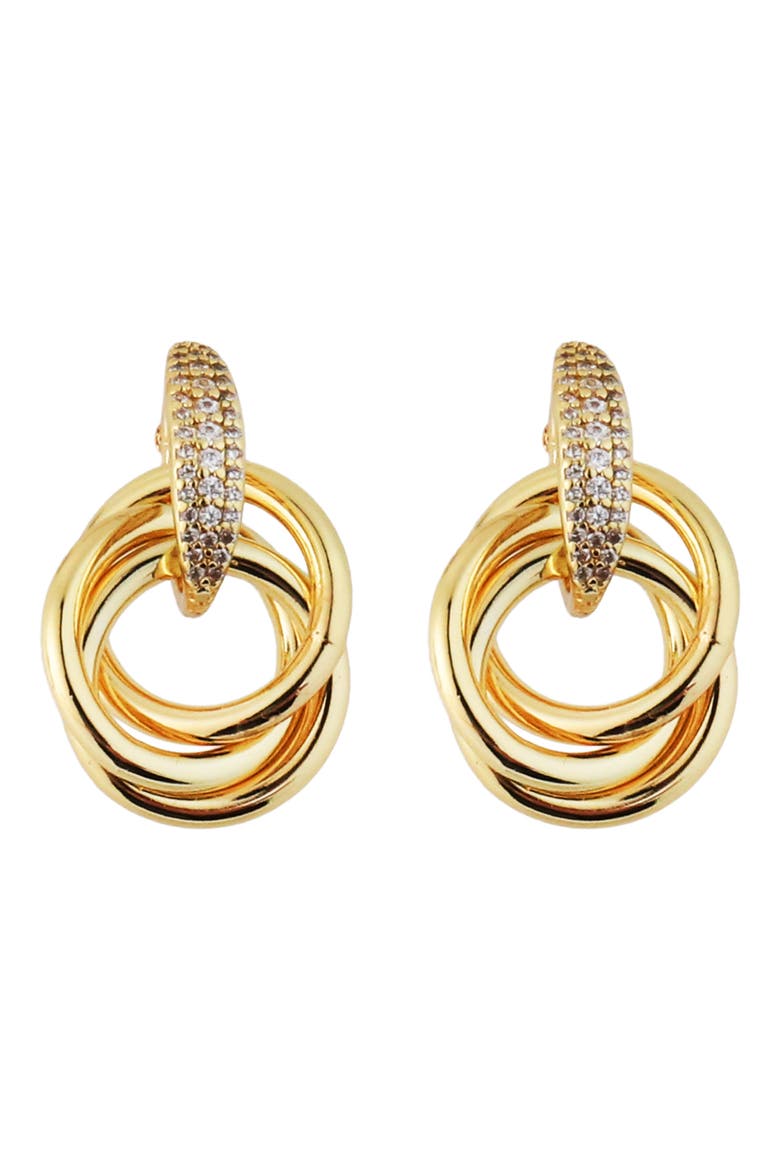 Intertwined Ring Pavé Drop Earrings, Main, color, GOLD