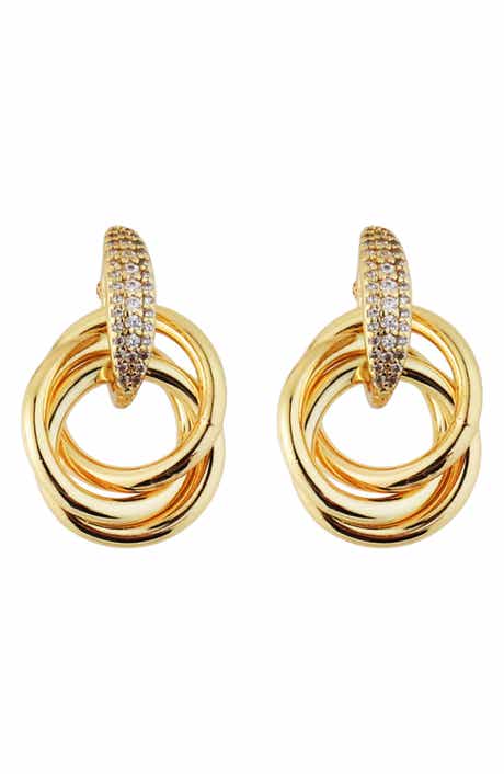 Intertwined Ring Pavé Drop Earrings