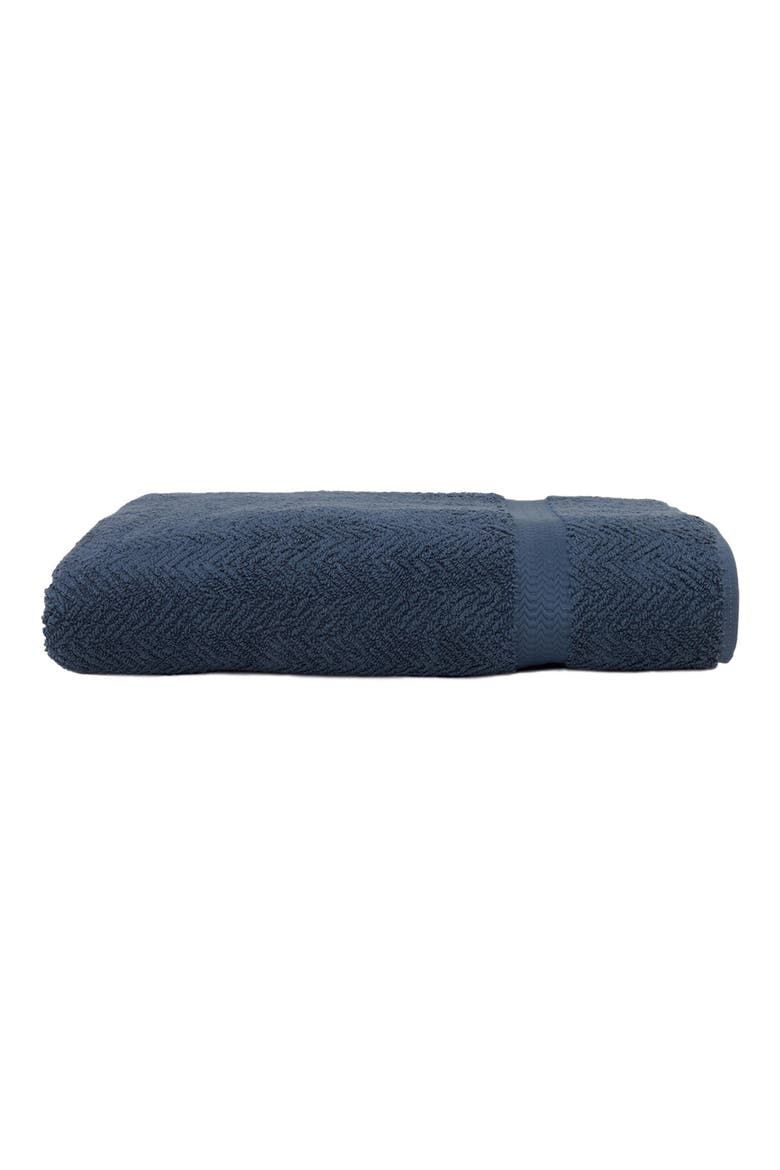 Herringbone Turkish Cotton Bath Towel, Main, color, MIDNIGHT BLUE