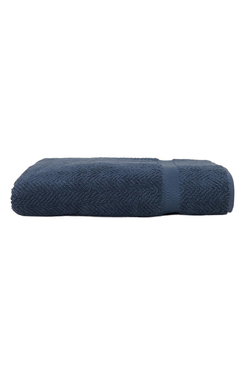 Linum Home Textiles Herringbone Turkish Cotton Bath Towel, Main, color, Midnight Blue