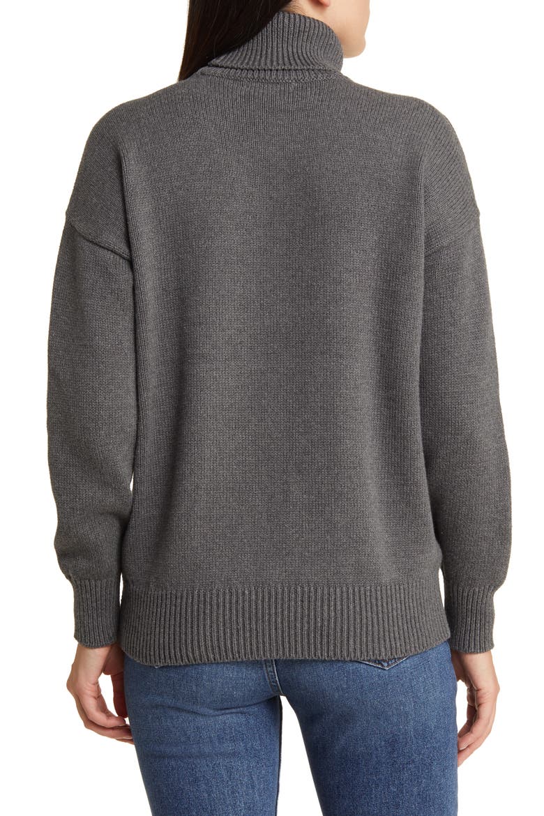 Rib Turtleneck Sweater, Alternate, color, HEATHER GRAPHITE
