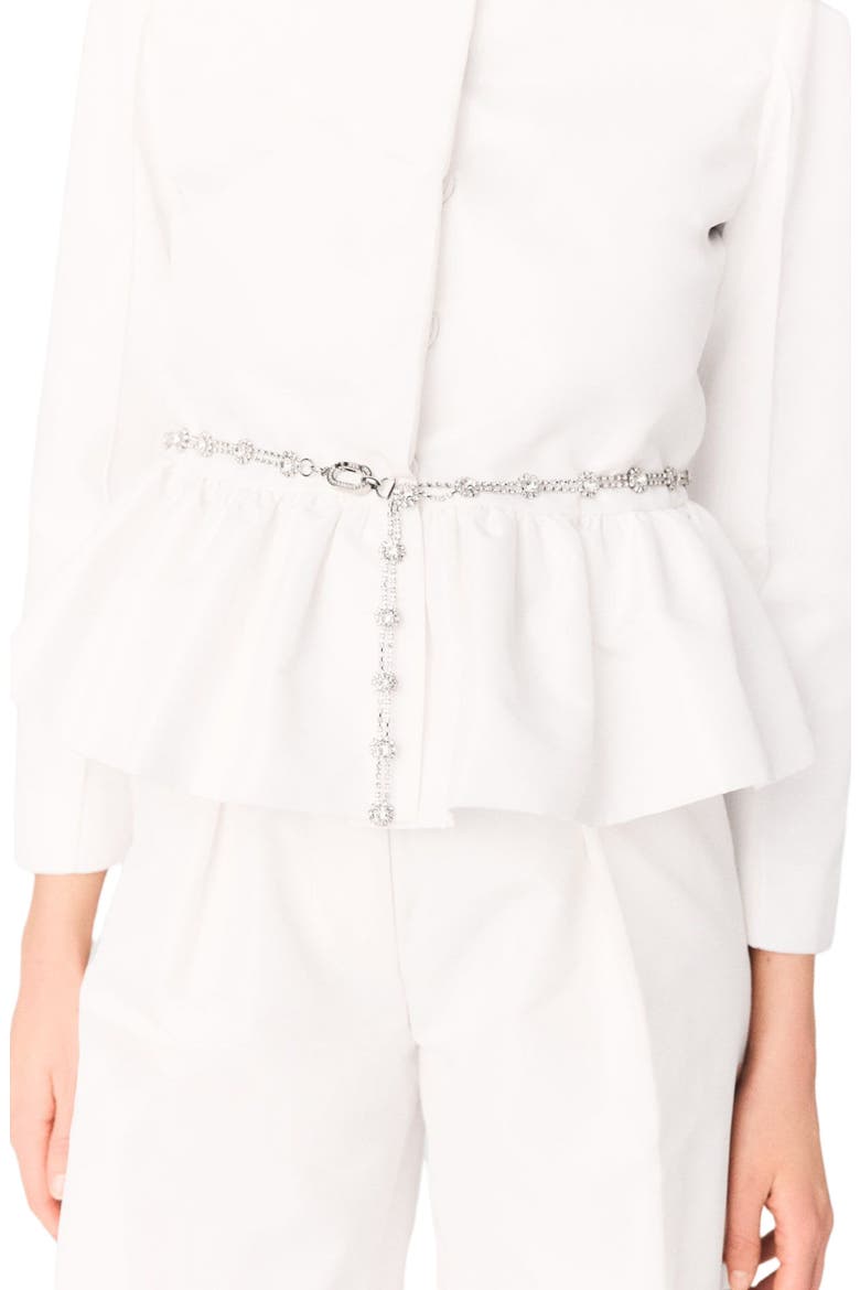 Cropped jacket with jewelled belt, Alternate, color, White