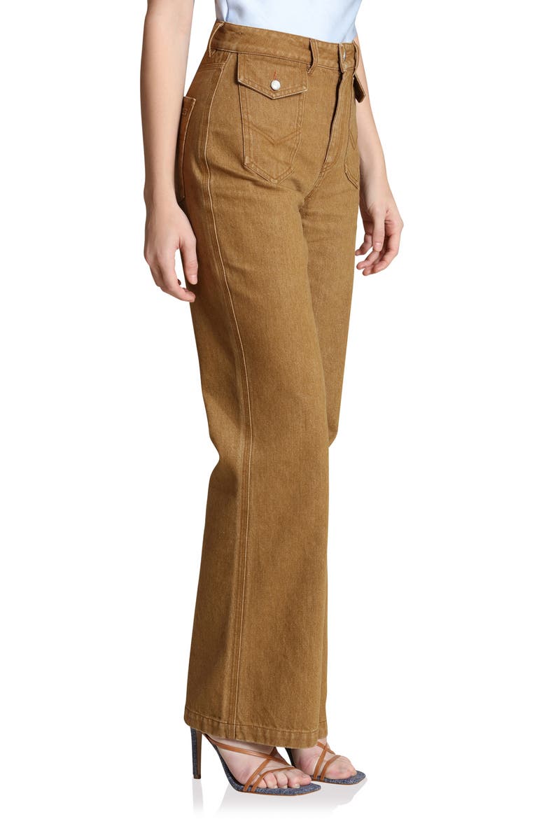 Patch Pocket Flare Jeans, Alternate, color, CAMEL