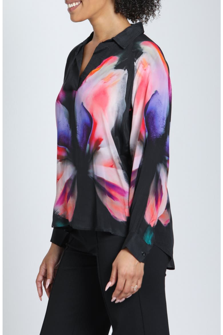 Long Sleeve Half Placket Pullover Top, Alternate, color, BLACK MULTI