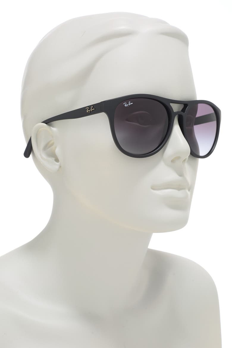 58mm Round Sunglasses, Alternate, color, BLACK