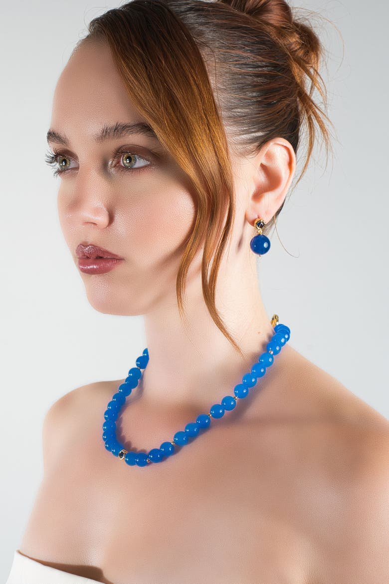 Tia Royal Blue Chalcedony Choker Necklace, Alternate, color, Royal Blue