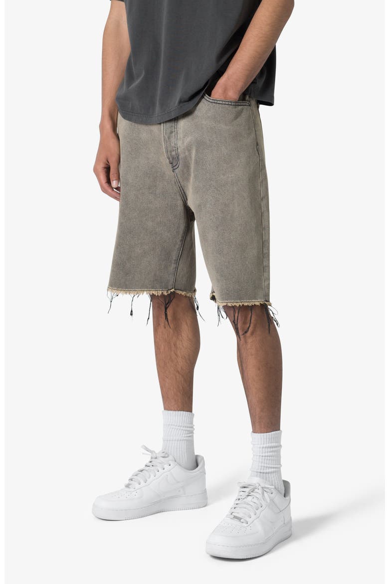 Distressed Mineral Denim Shorts, Alternate, color, BROWN