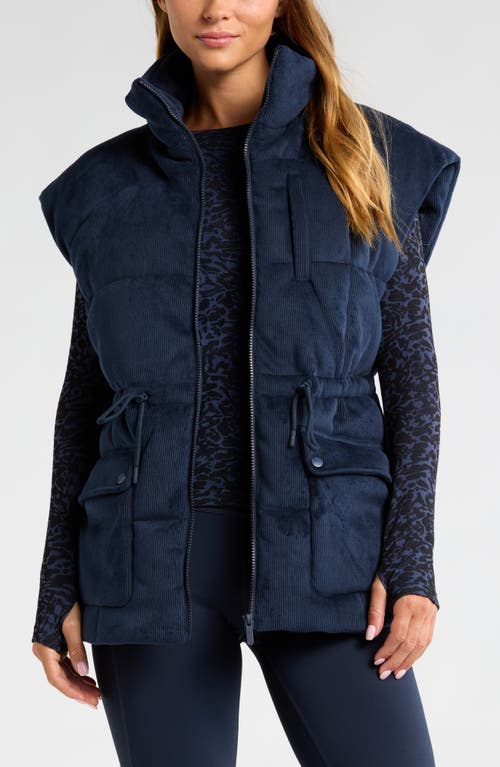 Zella Corduroy Puffer Vest in Navy Sapphire 