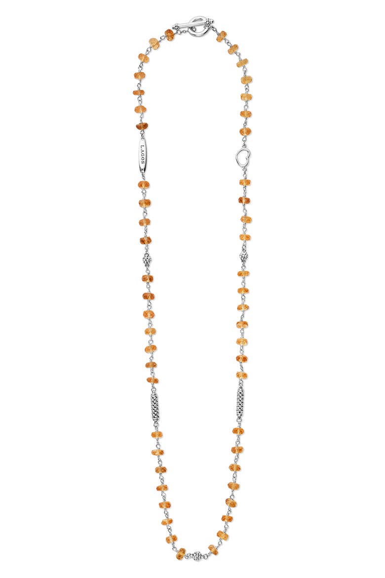 Caviar Icon Beaded Citrine Toggle Necklace, Main, color, CITRINE