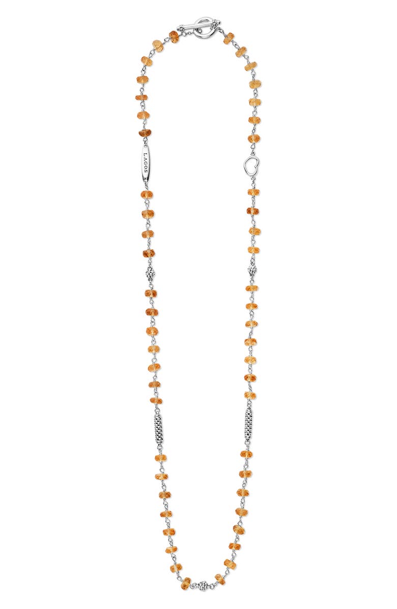LAGOS Caviar Icon Beaded Citrine Toggle Necklace, Main, color, 