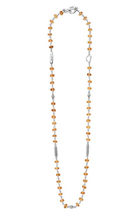 Caviar Icon Beaded Citrine Toggle Necklace