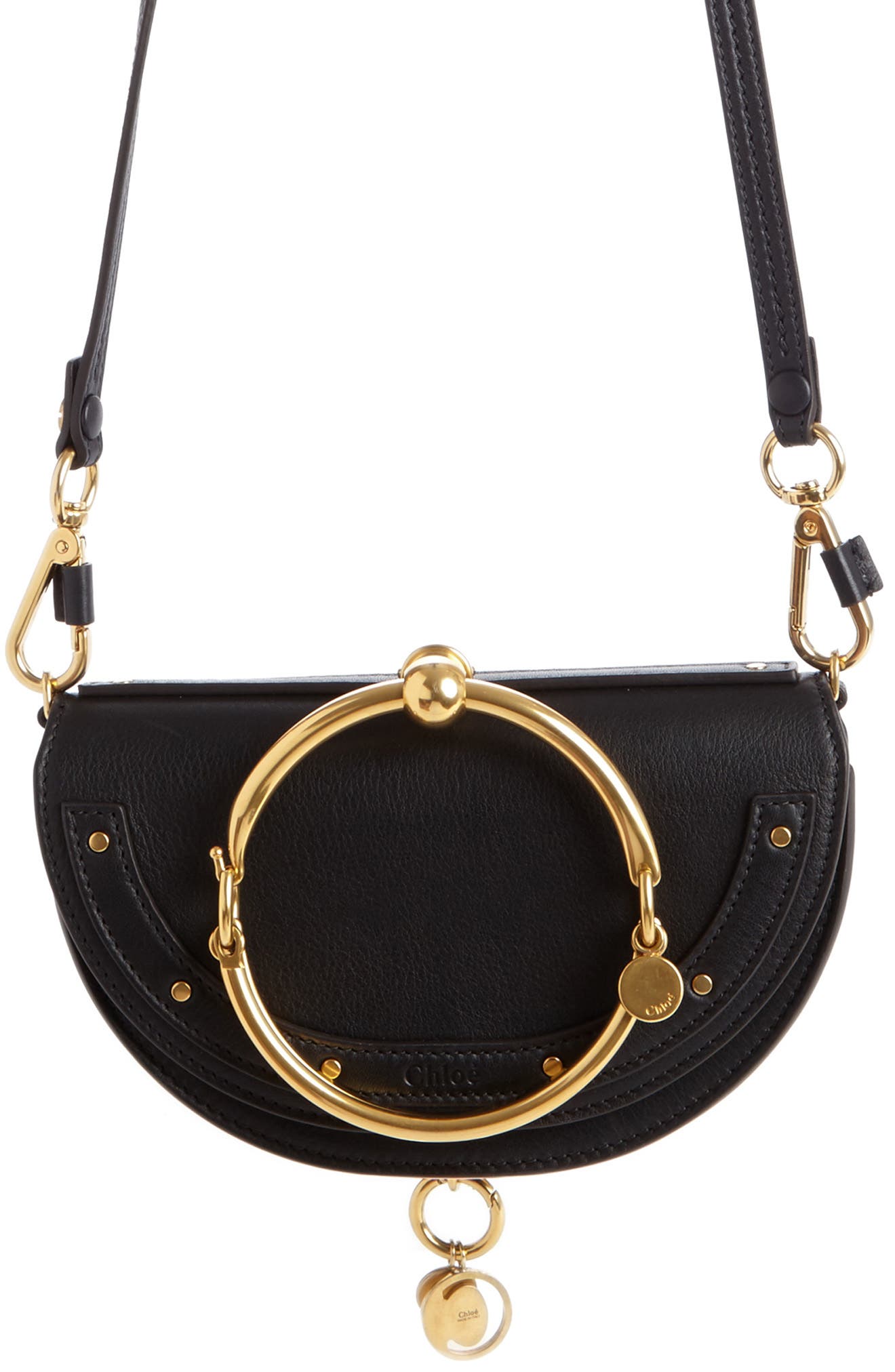 Small Nile Bracelet Calfskin Leather Minaudiere, Main, color, 001 BLACK