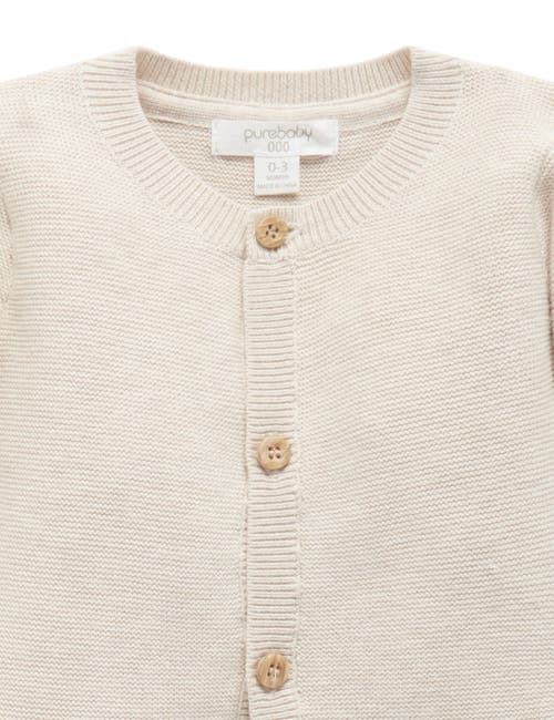 Purebaby Textured Knit Cardigan In Brown
