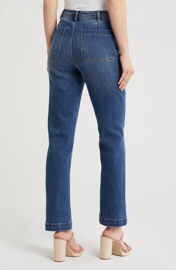 Mid Rise Straight Leg Jeans
