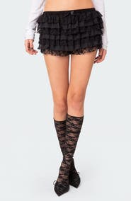 EDIKTED Unicorn Layered Ruffle Lace Shorts