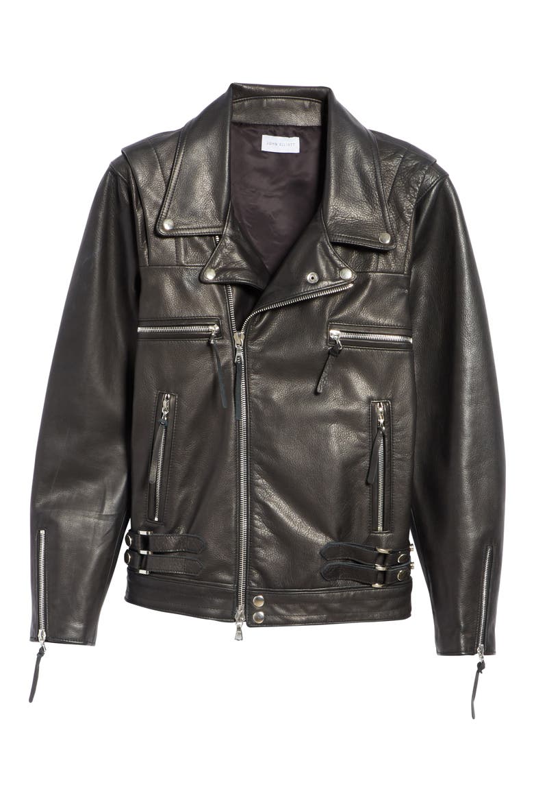 Riders Slim Fit Leather Jacket, Alternate, color, BLACK