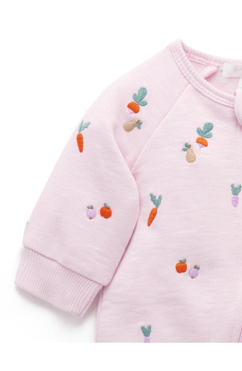 Purebaby Embroidered Fleece Footie, Alternate, color, Winter Fruits Broderie