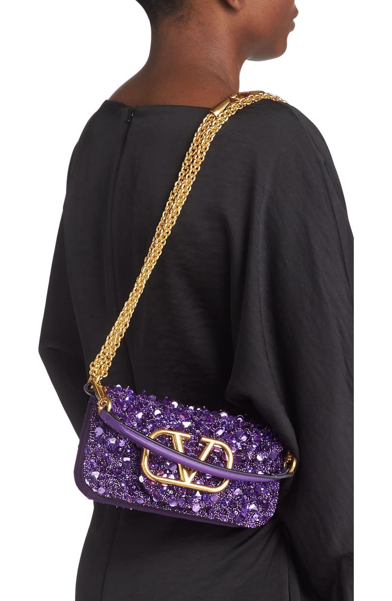 Valentino Garavani Small Locò Embellished Silk Shoulder Bag, Alternate, color,