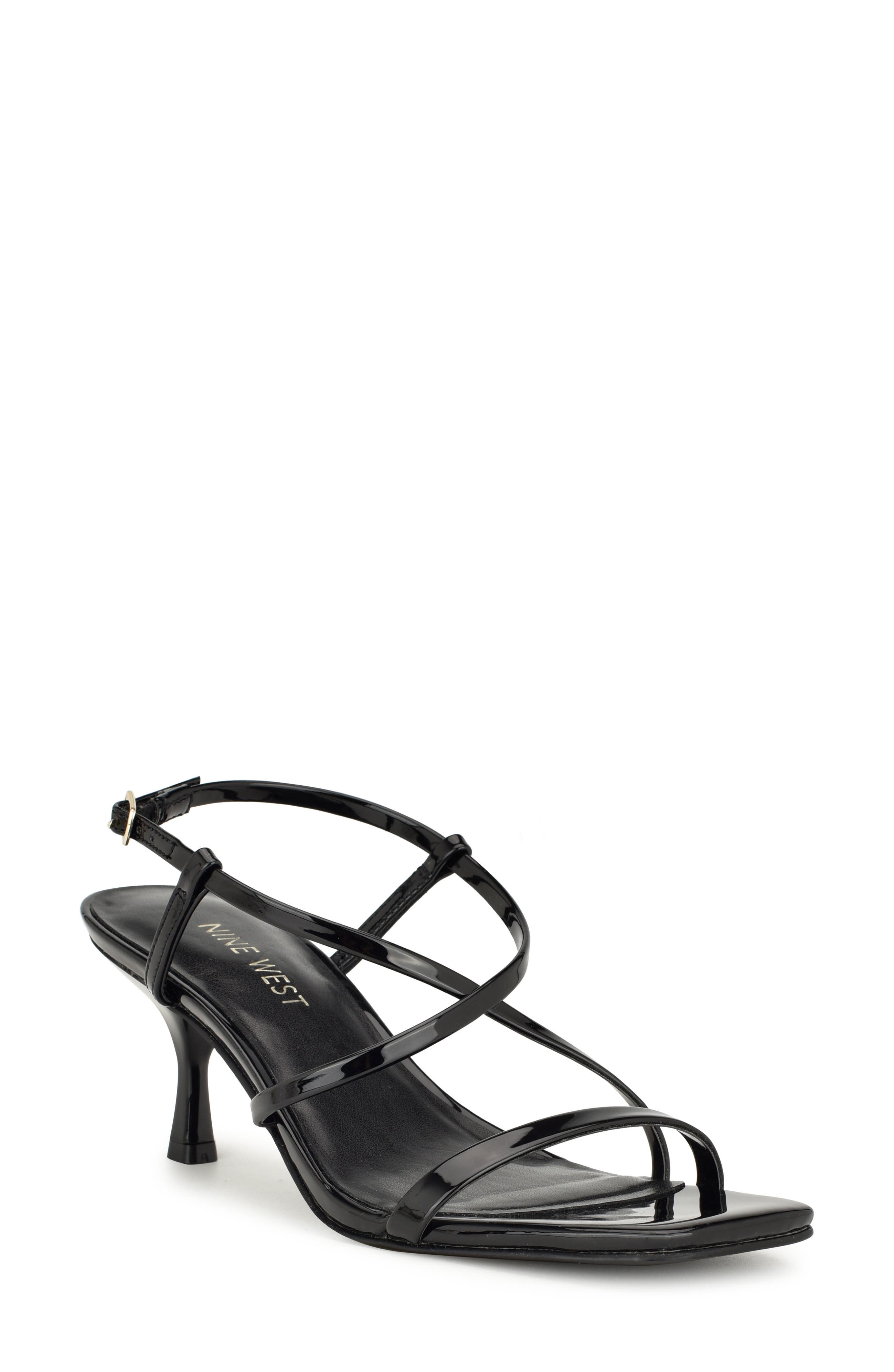 Nine West Women's Tenia3 Heeled Sandal - Clear Straps, Block Heel, Open Toe