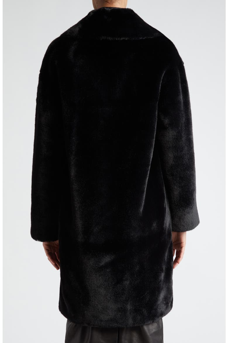 Camille Long Faux Fur Cocoon Coat, Alternate, color, BLACK