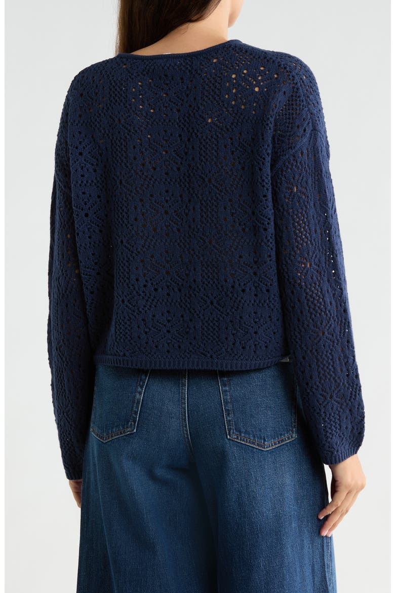 Beckham Cotton Blend Openwork Sweater, Alternate, color, NAVY BLUE