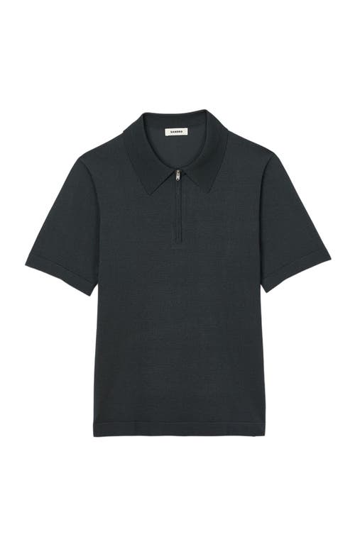 Sandro Knitted Polo Shirt With Zip Collar In Fonte