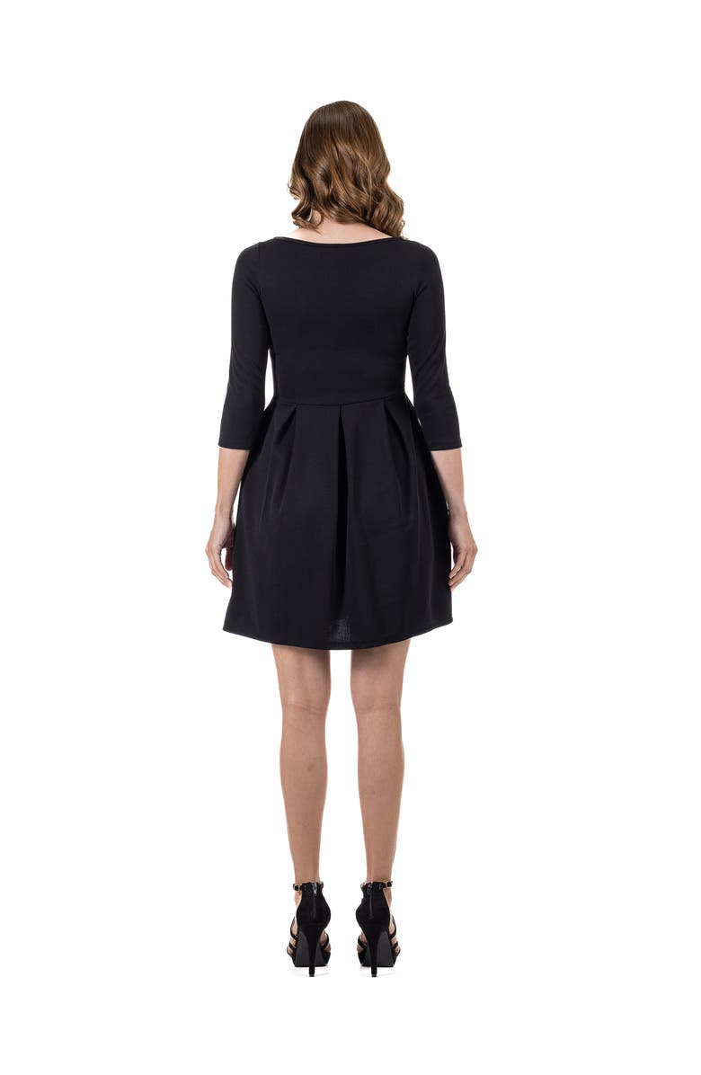 24seven Comfort Apparel Perfect Fit and Flare Pocket Dress, Alternate, color, Black