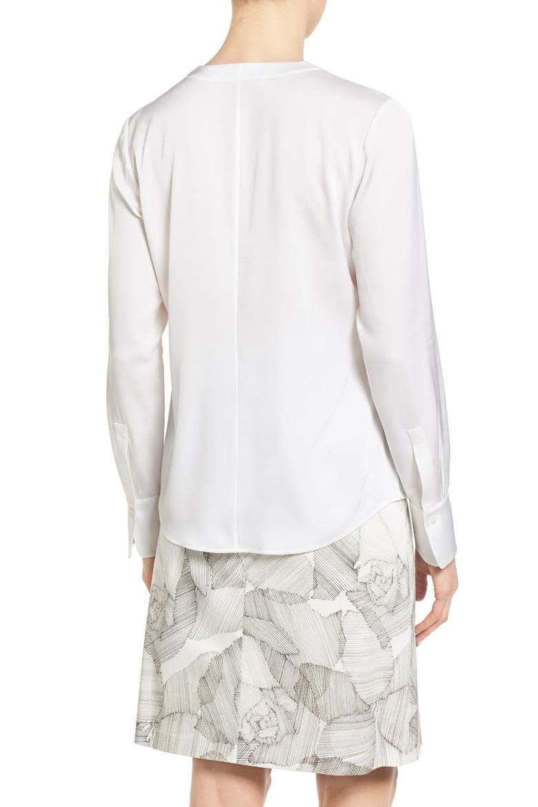 'Banora' Ruched Neck Stretch Silk Blouse, Alternate, color, VANILLA LIGHT