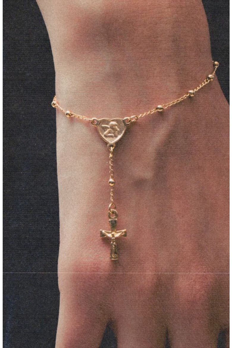 The Angel Cross Rosary Hand Chain, Alternate, color, GOLD