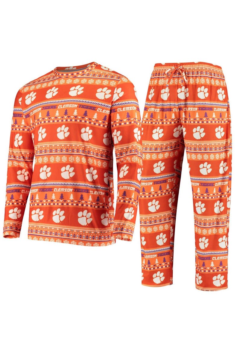 Men's Concepts Sport Orange Clemson Tigers Ugly Sweater Knit Long Sleeve Top and Pant Set, Alternate, color, Orange