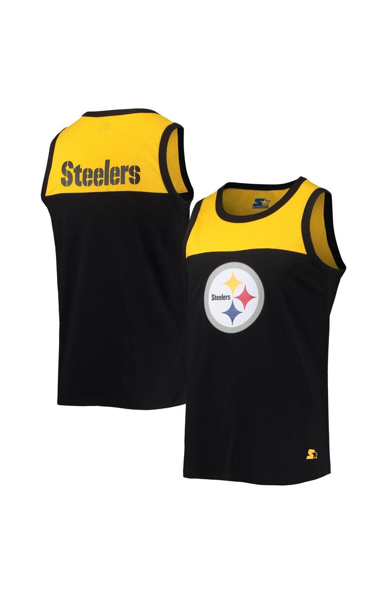 STARTER Men's Starter Black/Gold Pittsburgh Steelers Team Touchdown Fashion Tank Top, Alternate, color, Black