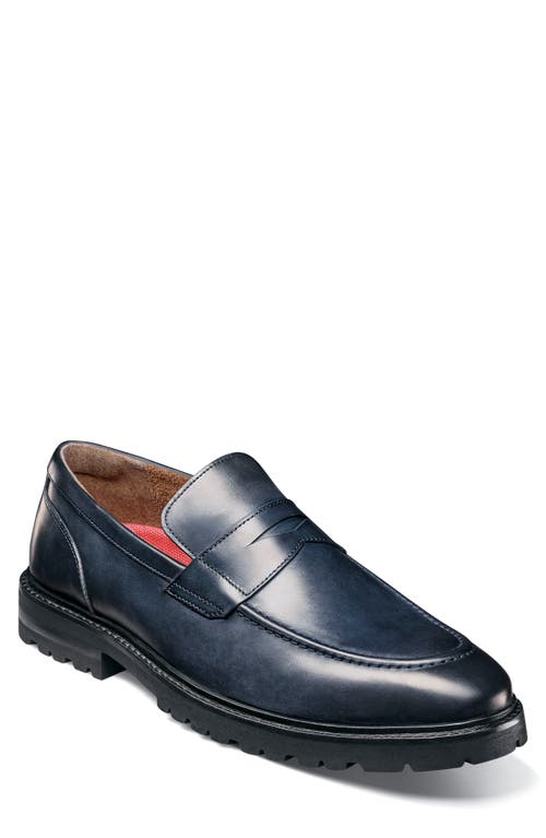 Stacy Adams Hazleton Apron Toe Lugged Penny Loafer In Blue