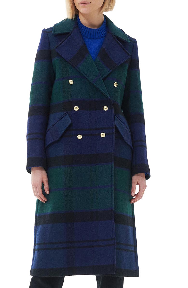 Barbour Marlene Tartan Plaid Wool Blend Peacoat, Main, color,