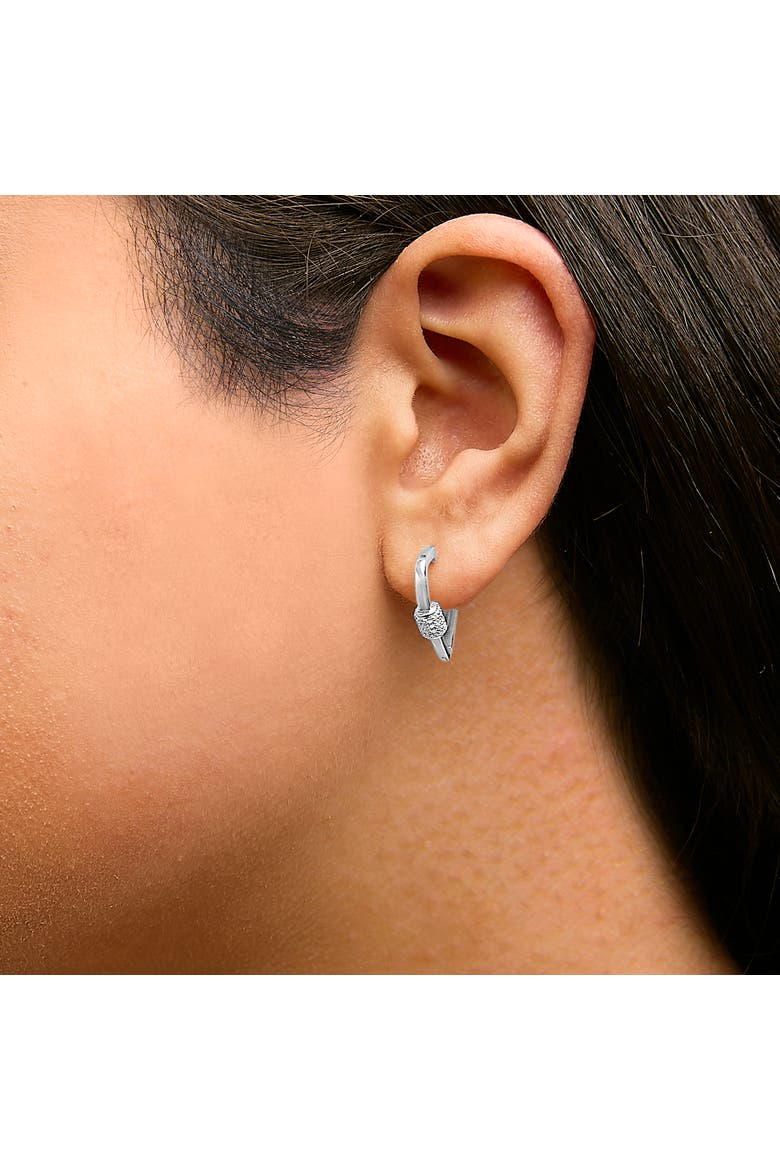 10K Gold 3/8 Cttw Lab Grown Diamond Heart Shaped Huggie Hoop Earrings, Alternate, color, White