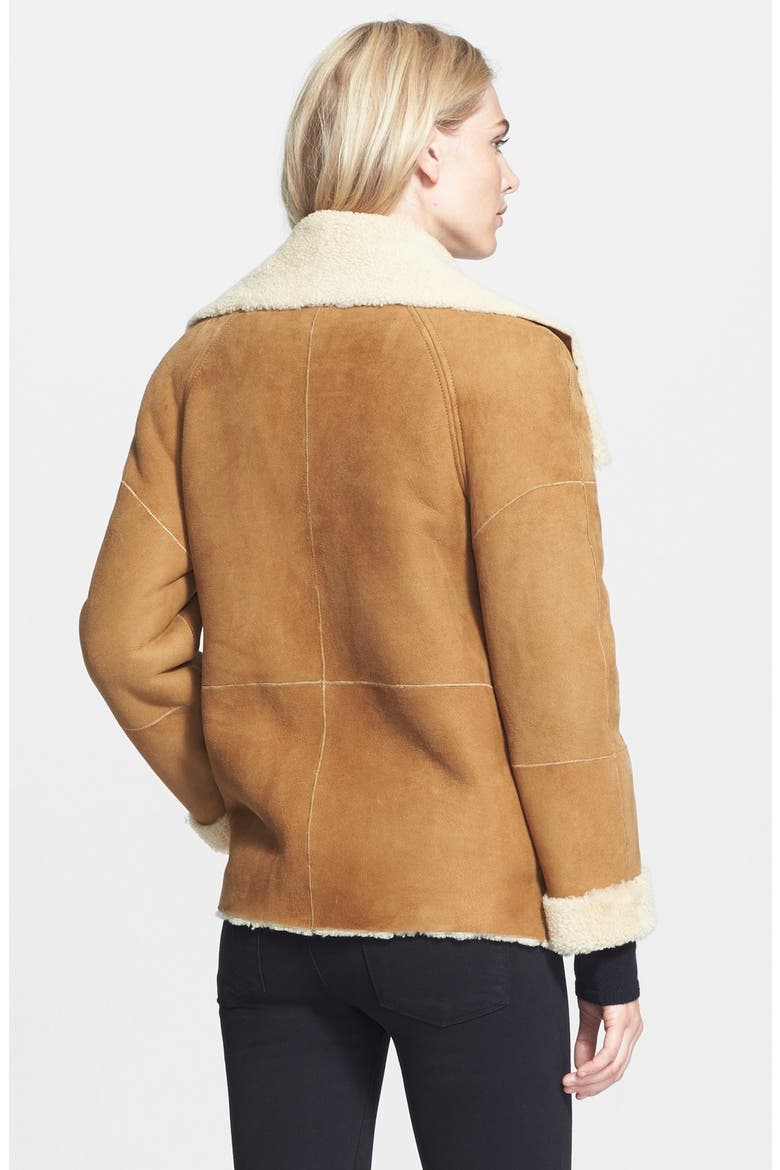 Bi-Tone Genuine Shearling Jacket, Alternate, color, CAMEL/ CAMEL
