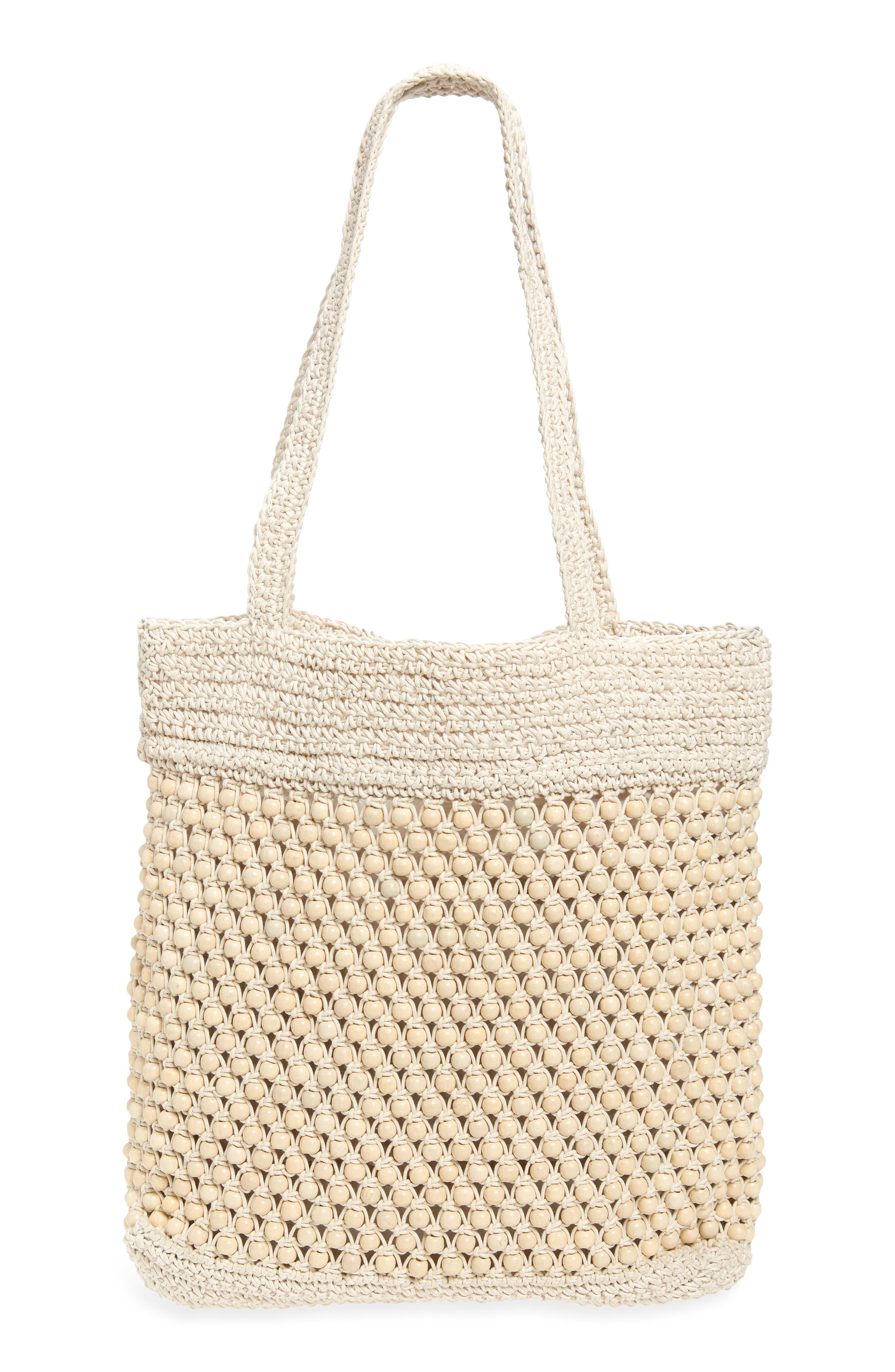 Madewell Beaded Crochet Tote Bag, Main, color, 